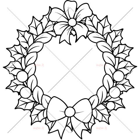 Kalėdinis vainikas su kaspinu