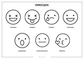 Emocijos vaikams – jausmų pažinimo ir spalvinimo užduotis (PDF)