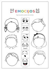 Emocijos vaikams – nupiešk veidų išraiškas (PDF)