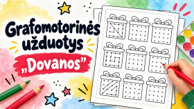 Grafomotorikos pratimai vaikams „Dovanos“ – nemokamos užduotys (PDF)