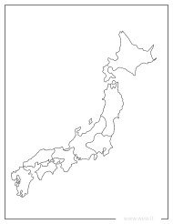 Japonijos žemėlapis spalvinti