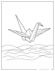 Japoniška origami gervė spalvinti