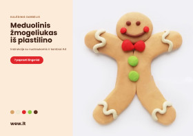 Meduolinis žmogeliukas iš plastilino – kalėdinis darbelis su kontūrais (PDF)