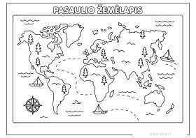 Pasaulio žemėlapis spalvinti vaikams