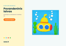 Povandeninis laivas – plastilino aplikacija vaikams (PDF su kontūru)
