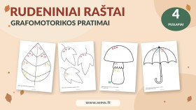 Rudeniniai grafomotorikos raštai vaikams – 4 lavinamieji užduočių lapai (PDF)