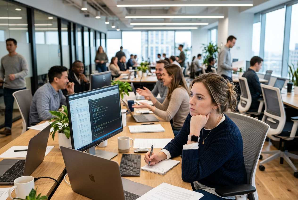 Vienas kolegos pokalbis gali išblaškyti visą komandą: kaip biuro aplinka veikia mūsų koncentraciją?